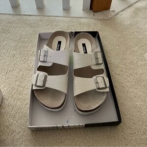 Kensie White Sandals with Adjustable Straps